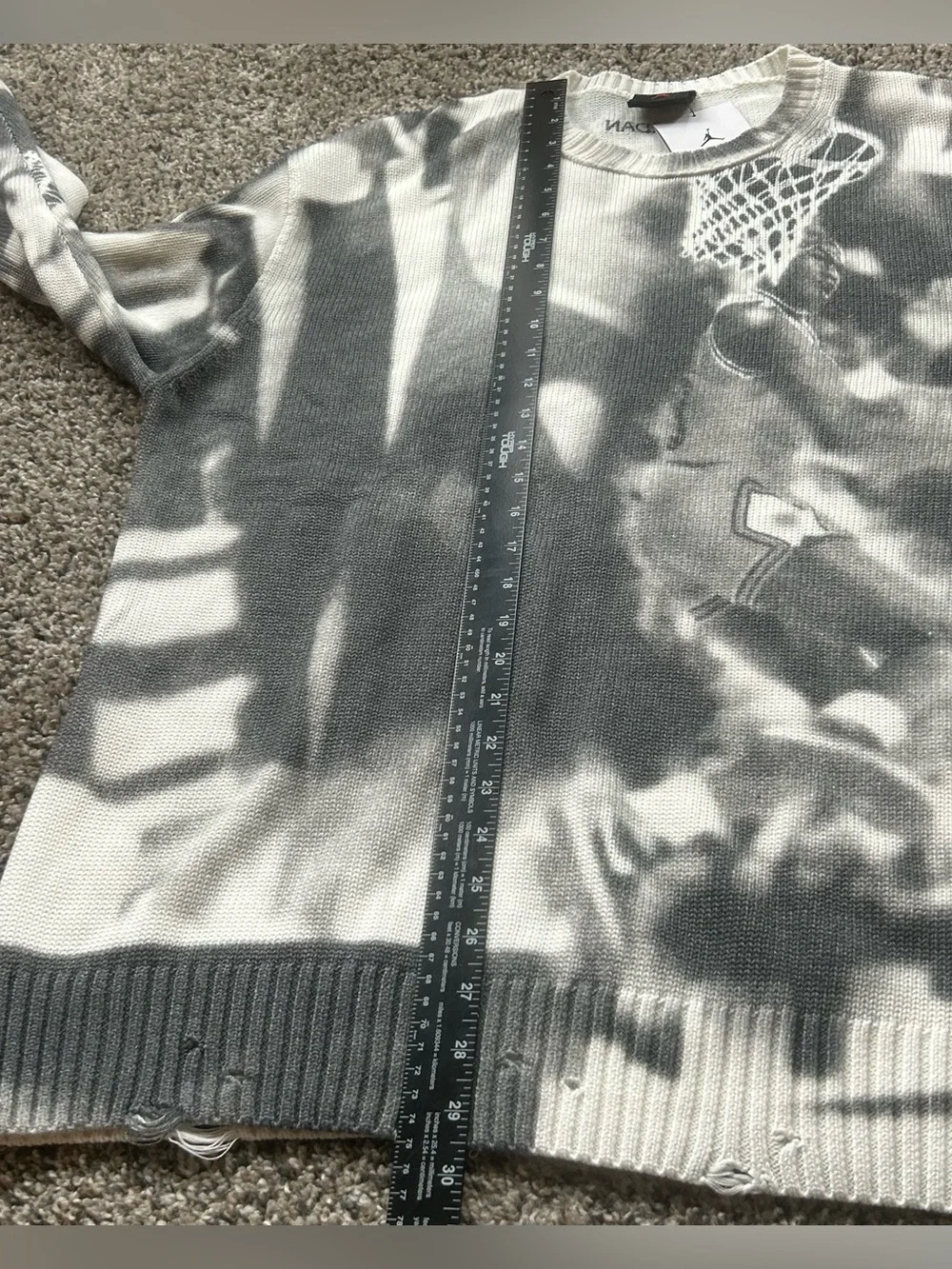 Air Jordan Print Nike Sweater Knit Gray Men's Size XL Loose Fit HQ1635-133
